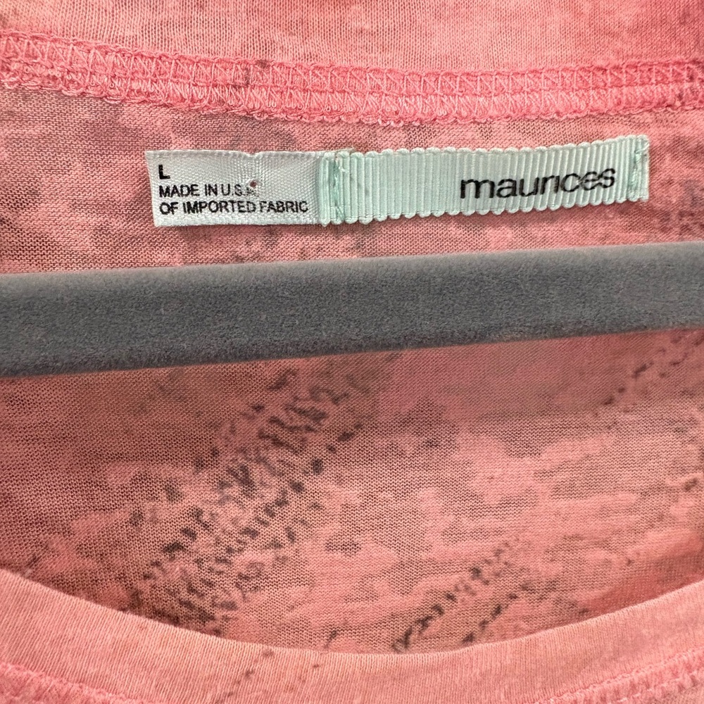 Maurices Pink Orange Tie-Dye Lace Sleeve Long Sleeve Top - Picture 3 of 4